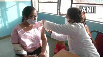 COVID-19 vaccination drive begins for children in the age group of 15 to 18 years at Government Model Senior Secondary School in Manimajra, Chandigarh. (Image: ANI)