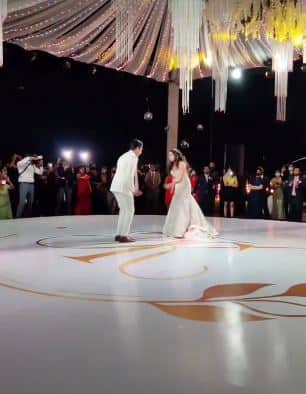Kenny Sebastian and Tracy Alison get their first dance after the wedding. (Screengrab from video shared by Aakash Gupta on Instagram)