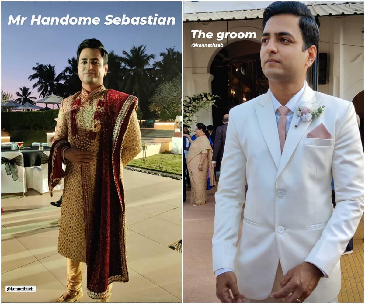 Photos of the groom, Kenny Sebastian, shared by fellow comedian Aakash Gupta on Instagram stories.