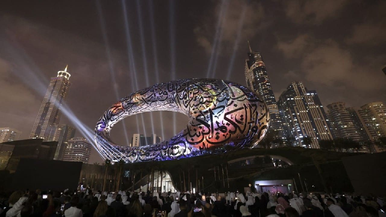 It was officially opened later by Dubai's ruler Sheikh Mohammed bin Rashid Al-Maktoum, whose vision of the future has been credited as the driving force behind the museum. (Image: AFP)
