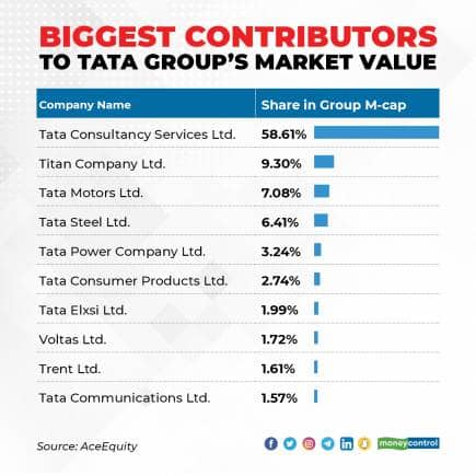 Biggest contributors to market value of Tata Group