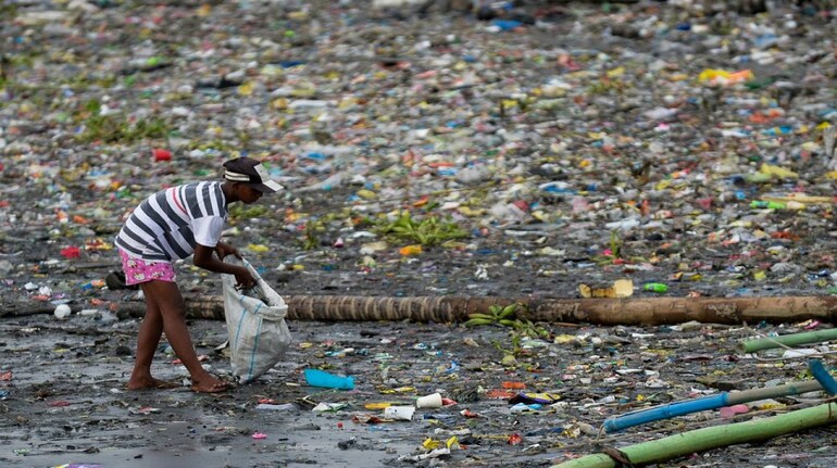A woman picks up plastic cups along the riverbank of Pasig river, in Manila, Philippines, June 10, 2021. (Image: Reuters) A woman picks up plastic cups along the riverbank of Pasig river, in Manila, Philippines, June 10, 2021. (Image: Reuters)