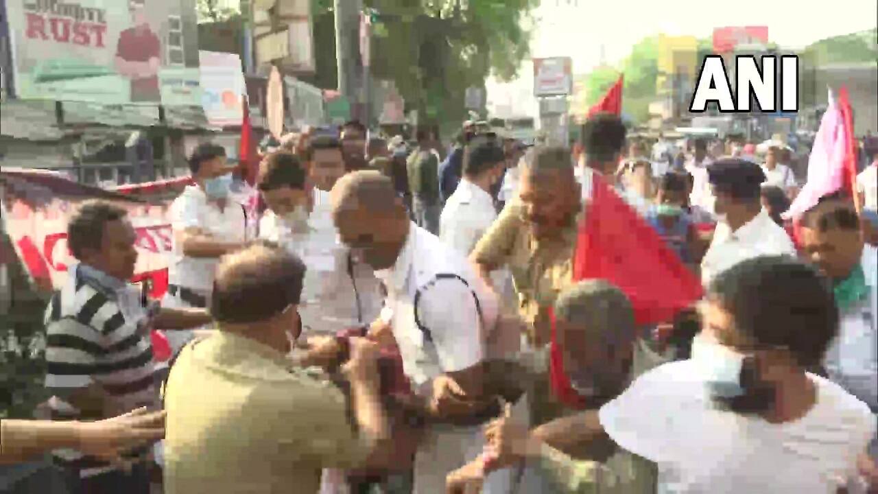 In Pics | Bharat Bandh: Central Trade Unions Begin 2-day Nationwide Strike