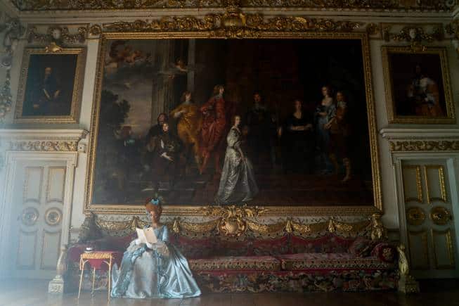 Queen Charlotte (Golda Rosheuvel) with the fantastical hair-dos. (Image: Netflix)