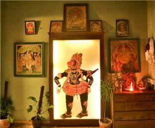 Leather puppet from Kerala, Thanjavurs from Hyderabad and various gifts from friends Pix credit Sakthi Bhagat