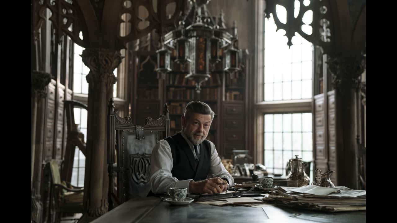 Andy Serkis plays Alfred. (Photo via Warner Media)