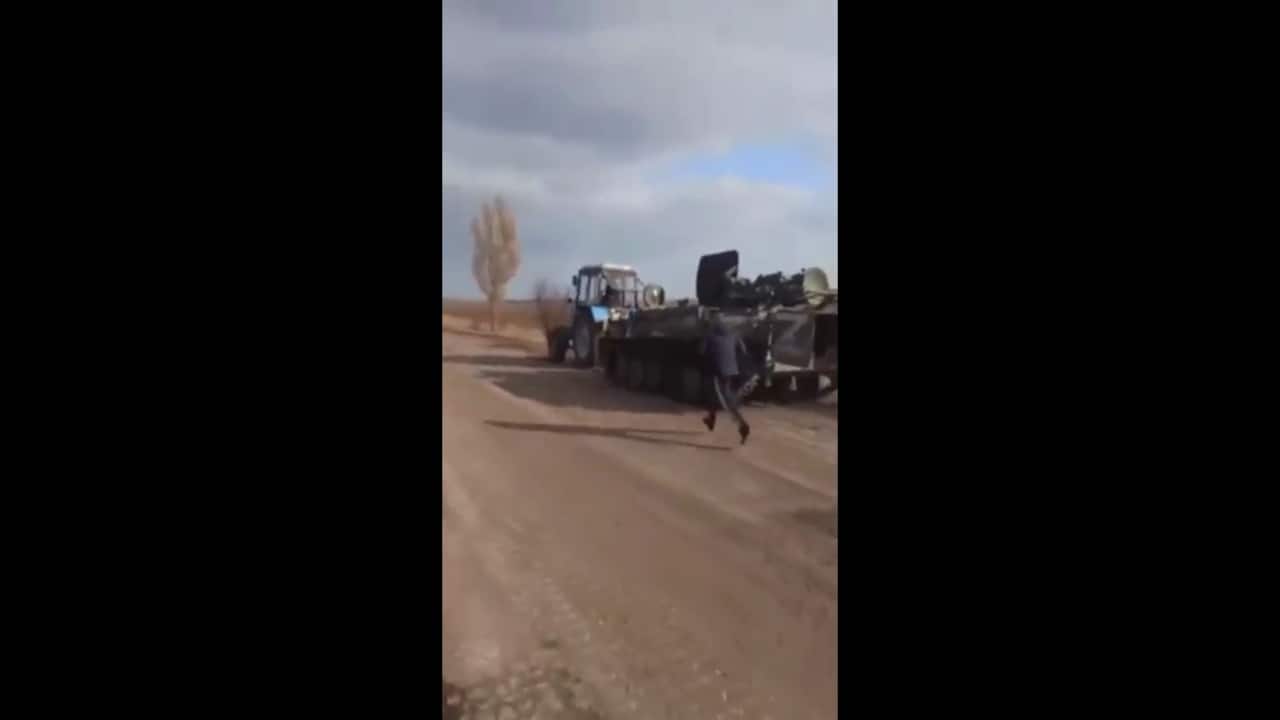 Ukrainian farmer's video towing a Russian tank with tractor has 4.6 million views