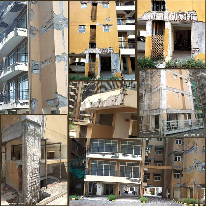 The extent of disrepair and faulty construction of NBCC Green View housing society, Gurugram, near New Delhi. 