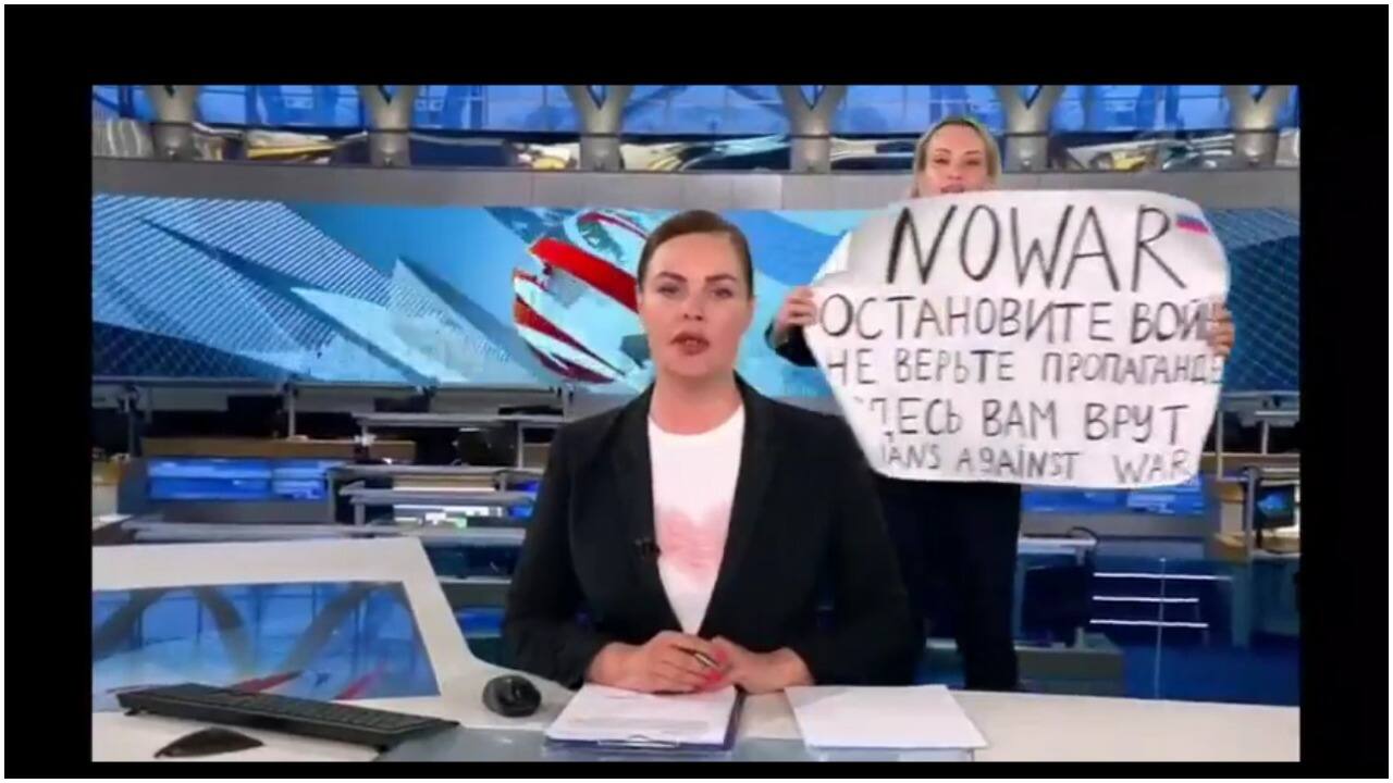 Russian journalist, who stormed news show with anti-war placard, reportedly missing Russian journalist, who stormed news show with anti-war placard, reportedly missing