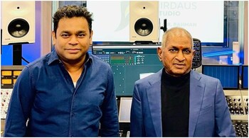 AR Rahman and Ilaiyaraaja at Firdaus Studio in Dubai. (Image credit: @arrahman/Twitter)