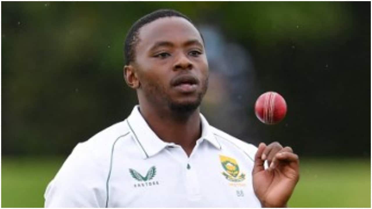 South Africa's Kagiso Rabada prepares to bowl on day five of the second cricket Test match between New Zealand and South Africa at Hagley Oval in Christchurch on March 1, 2022.