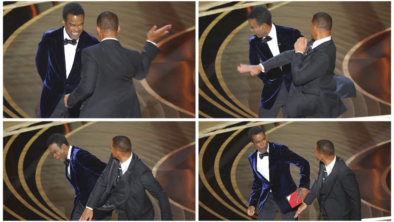 Will Smith smacks Chris Rock on Oscars 2022 stage after the comedian cracked a joke on Smith's wife and actor Jada Pinkett Smith.