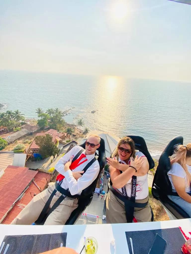 The sky dining experience at Goa's Grand Hyatt costs Rs 3,000-8,000, with the sundowner being most expensive.
