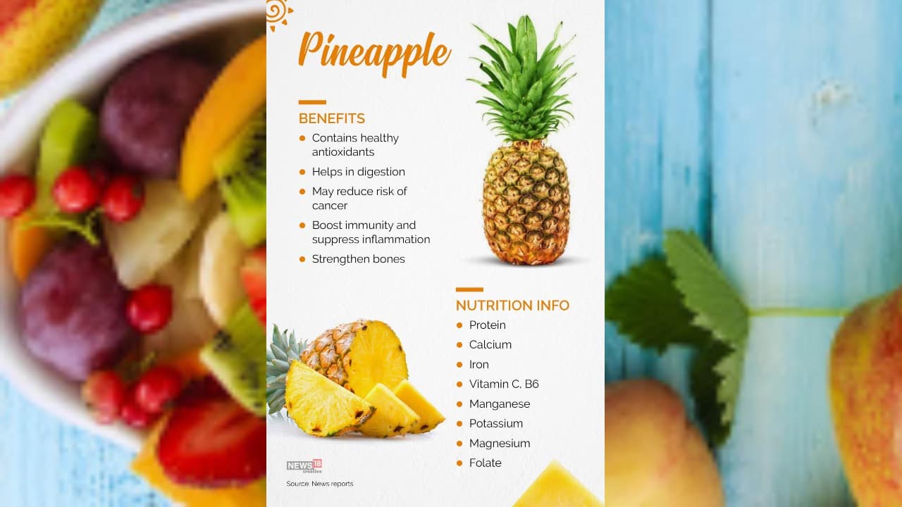 Pineapple | The delicious healthy tropical fruit contains several healthy antioxidants which helps in digestion and reduce risk of cancer. (Image: News18 Creative)