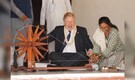 In Pics | British PM Boris Johnson visits Gandhi Ashram to give charkha a spin