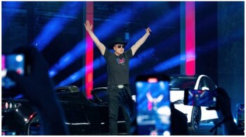 Cyber Rodeo: Elon Musk drove on stage in the first production model Tesla ever built.