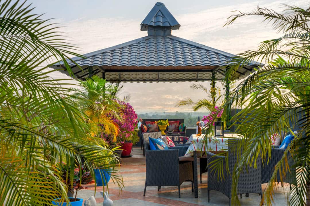 The four gazebos are positioned above the tree line and the sounds of the sea reach them at all times of day. (Photo courtesy Fabien Charuau)