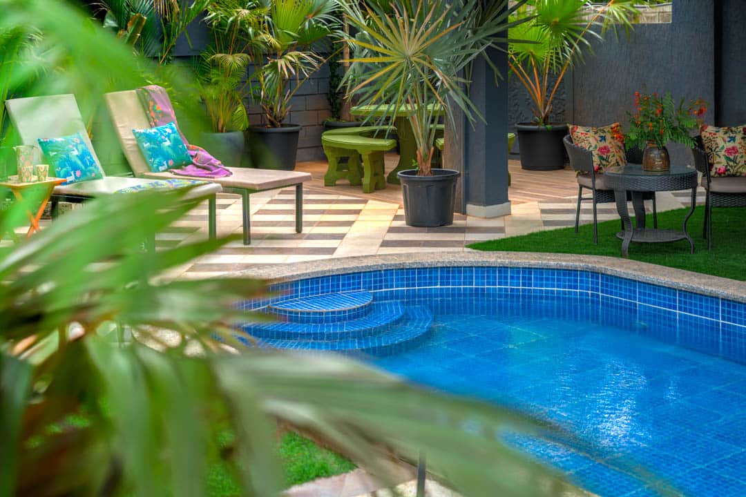 The outdoor pool offers stunning views. (Photo courtesy Fabien Charuau)