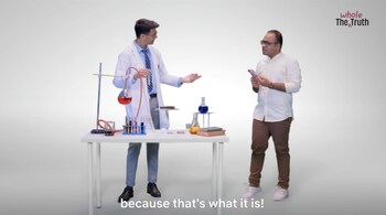 Comedian Rohan Joshi and The Whole Truth founder Shashank Mehta in an ad for the company.