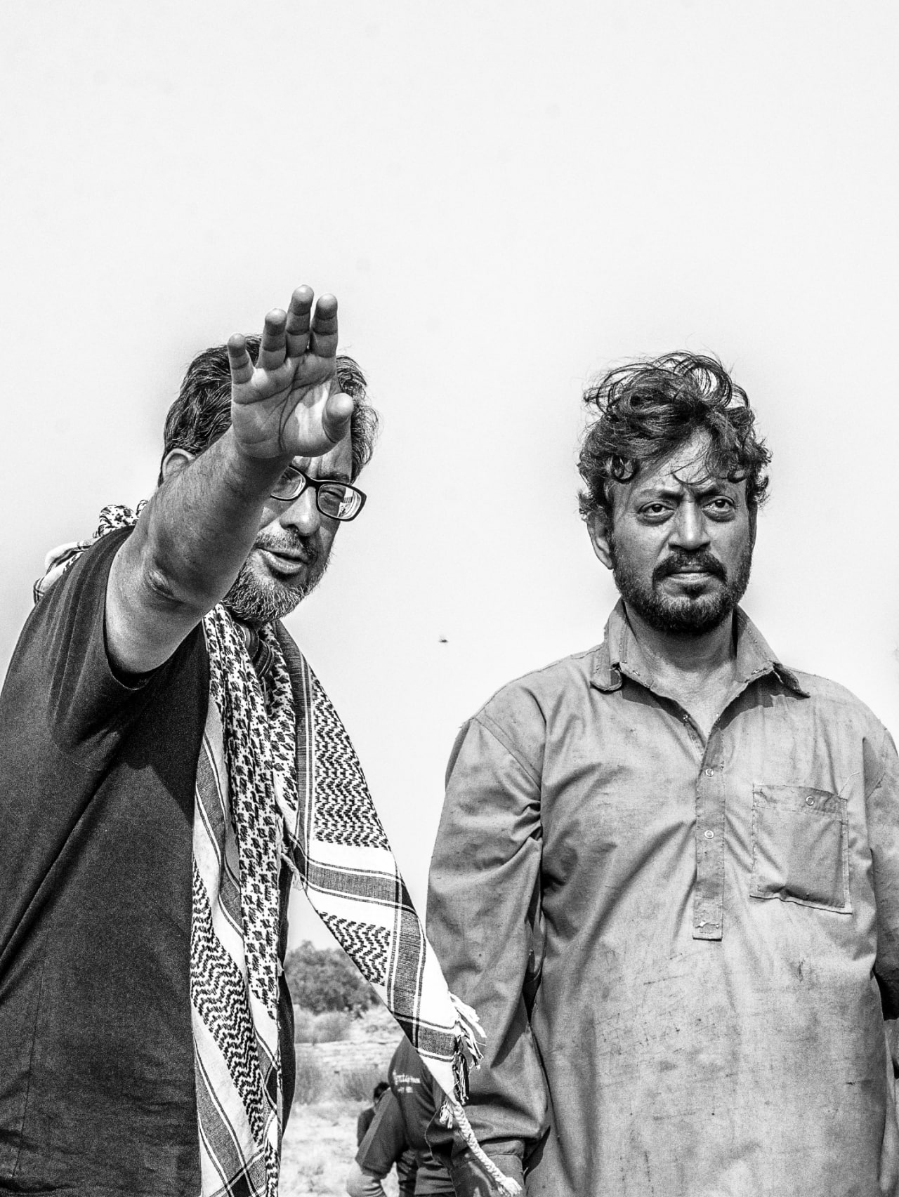 Director Anup Singh and actor Irrfan Khan on the sets of 'The Song of the Scorpion'.