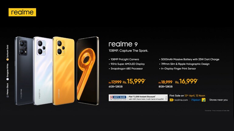 Realme 9 4G with 108 MP Main Camera, 90Hz AMOLED Display Launched in India  alongside Realme GT 2 Pro