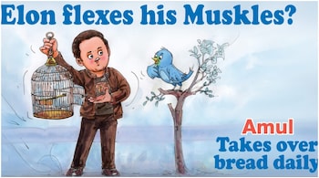 “Elon flexes his Muskles?’ read the banner on the cartoon. (Image credit: Twitter@Amul_Coop)