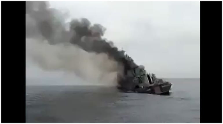 Russia-Ukraine war: The Moskva warship was spearheading Russia's naval effort. (Image credit: Screengrab from video tweeted by @modesud_osint)