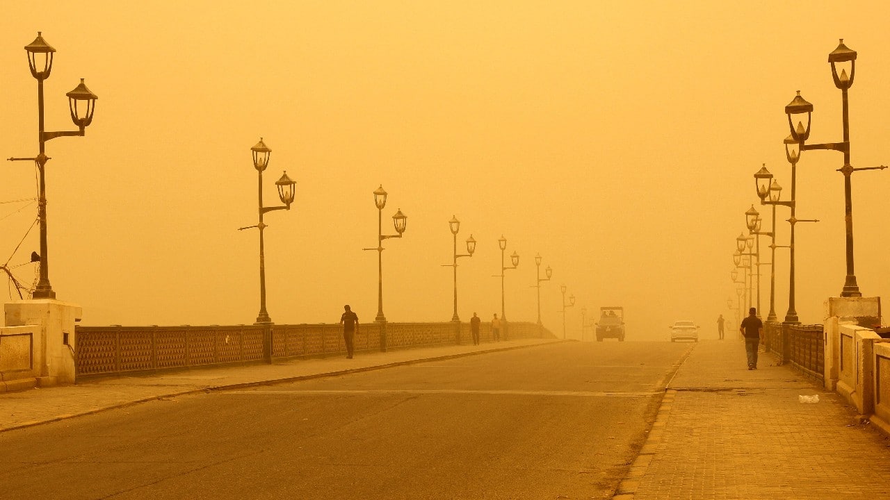 A view shows the dust covering the sky during a sandstorm, in Baghdad, Iraq, May 23. (Image: Reuters)