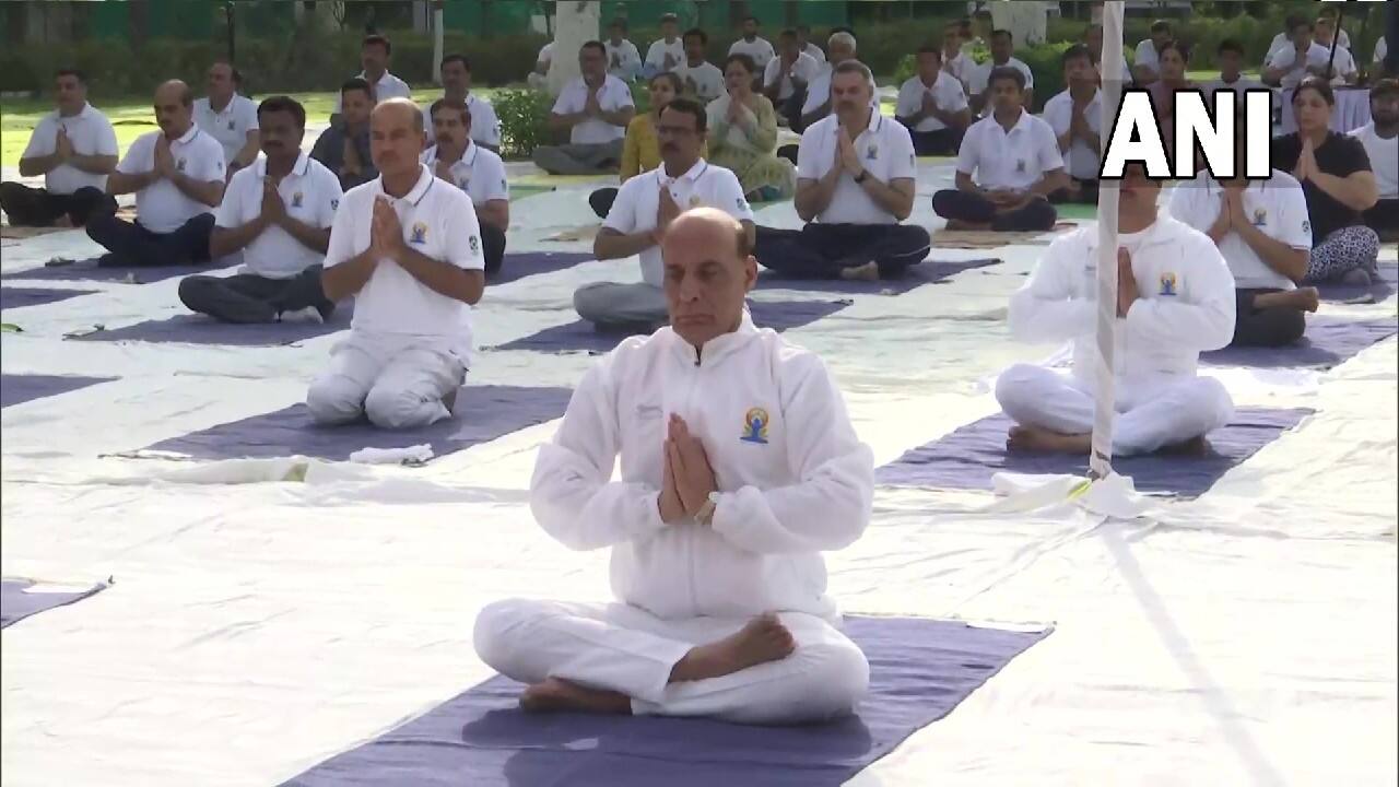 The International Day of Yoga is celebrated across the world on June 21 every year. This year, the Yoga Utsav is being celebrated across 75 heritage sites of historical importance as part of 'Azadi Ka Amrit Mahotsav' in order to give a fillip to the brand India. (Image: Twitter @ANI) (With inputs from ANI)