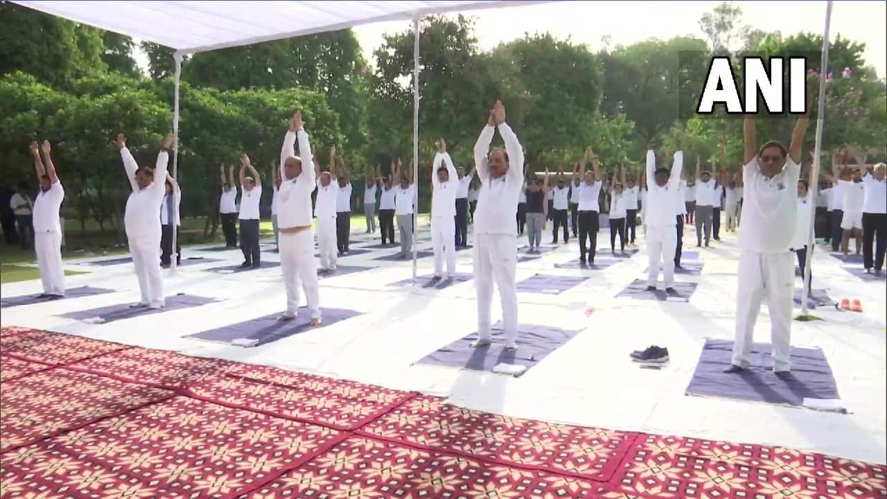 The 8th edition of International Day of Yoga is being promoted through multiple programmes by the Ministry to take the message of Yoga across the world to a wider audience. (Image: Twitter @ANI)
