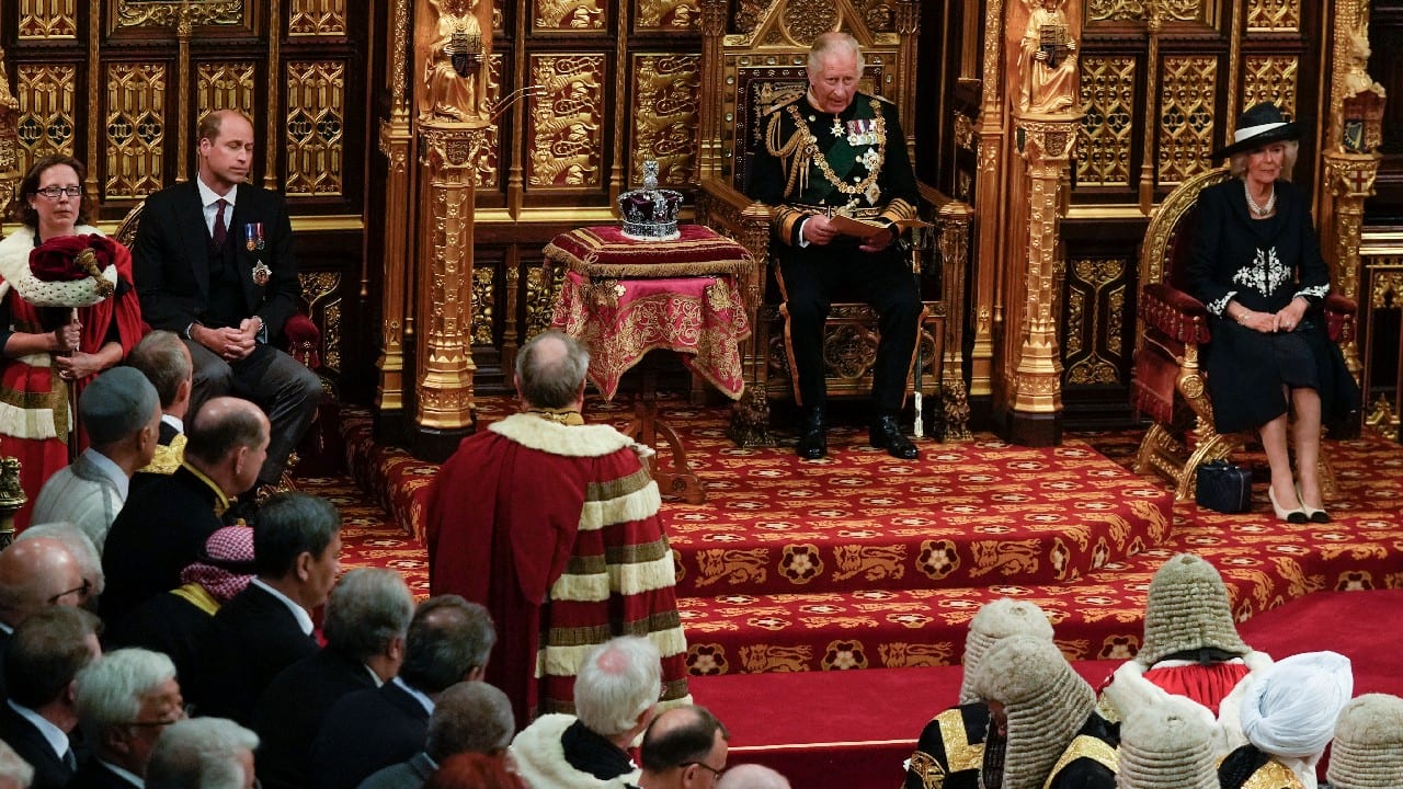 Charles delivered the speech in the third person, referring to “Her Majesty’s Government.” (Image: AP)