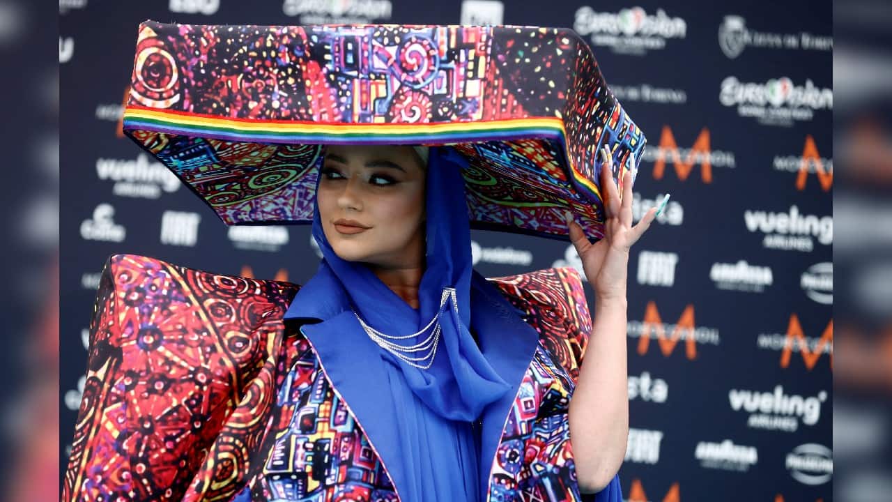 Contestant Ronela Hajati poses on the &quot;Turquoise Carpet&quot; during the opening ceremony of the 2022 Eurovision Song Contest in Turin, Italy, May 8. (Image: Reuters)