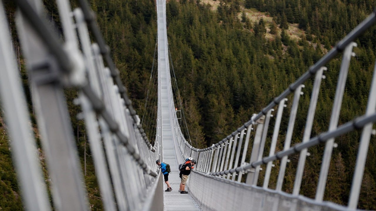 Fear and adrenaline as Czechs open world's longest suspension footbridge