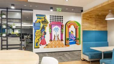 Gates of India - A mural influenced by local architecture that embodies BNY Mellon-s culture and values