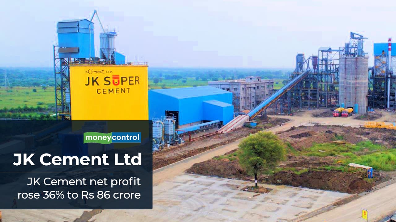 JK Cement : JK Cement Ltd net profit rose 36 percent year on year to Rs 86.26 crore. Revenue rose 11 percent from a year ago to Rs 2270 crore. Total cost was at Rs 2030 crore, up 17 percent from a year ago. According to a Bloomberg poll, the firm expected a profit of Rs 196 crore while revenue was expected at Rs 2230 crore.