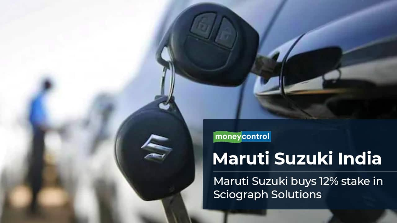  Maruti Suzuki buys 12% stake in Sciograph Solutions . Maruti Suzuki India said it will acquire an equity stake of 12.09 percent in Sociograph Solutions Pvt Ltd (SSPL) for about Rs 2 crore. SSPL is an artificial intelligence (AI) software company that specialises in visual AI platforms predominantly used to help enterprises improve sales experiences and improve efficiency in their business.