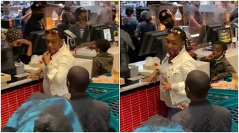 A viral video shows a proposal gone wrong at a McDonald's outlet in South Africa (Image Madame_FossettestatusTwitter)