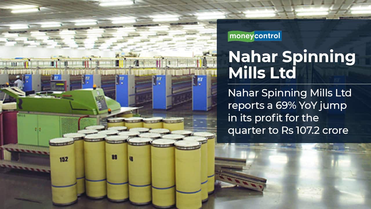 Nahar Spinning Mills Ltd reports a 69 percent YoY jump in its profit for the quarter to Rs 107.2 crore. Nahar Spinning Mills Ltd reports a 69 percent jump in its profit for the quarter to Rs 107.2 crore as against a profit of Rs 63.4 crore in the March 2021 ended quarter. The growth was aided by the robust demand and better realization for yarn during the quarter. The revenue for the reported quarter improved 37.2 percent to Rs 999.37 crore compared to Rs 728.4 crore last year.