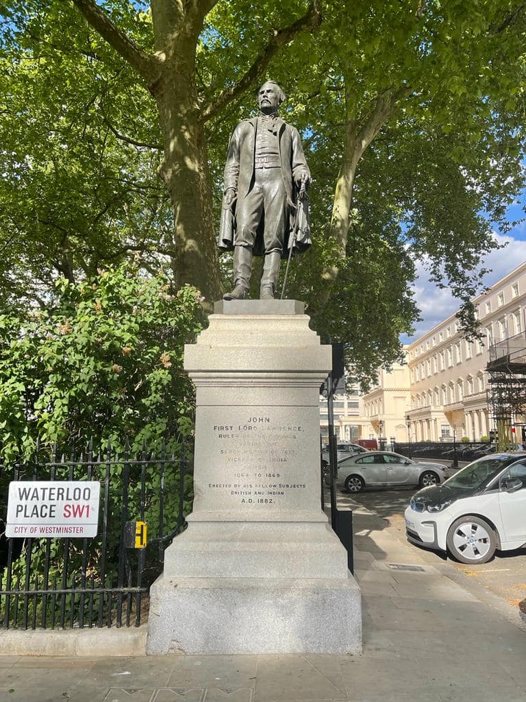 Carlton House Terrace is surrounded by statues. Guarding the eastern terrace is Lord Lawrence, the Viceroy of India from 1864-69. (Photo: Danish Khan)