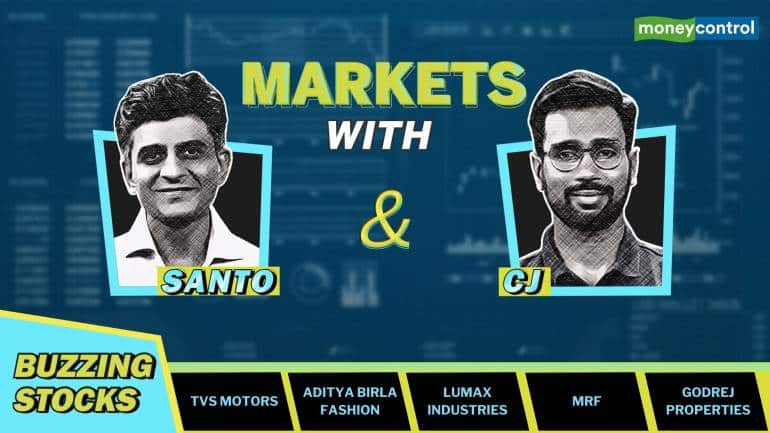Markets with Santo And CJ | Stock Buzz: TVS Motors, Aditya Birla Fashion, Lumax Ind, MRF, Godrej Properties