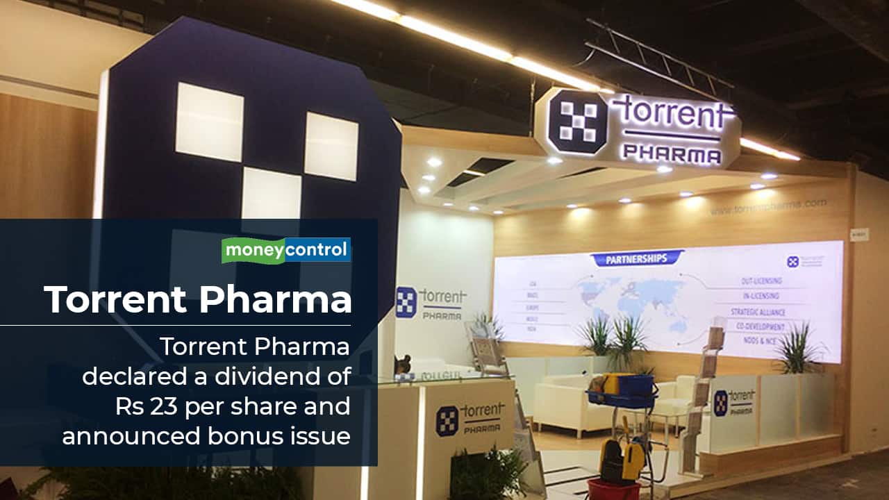 Torrent Pharma declared a dividend of Rs 23 per share and announced bonus issue. Torrent Pharma declared a dividend of Rs 23 (460 percent) per share of Rs 5 each including a special dividend of Rs 15 per equity share. The pharma major also announced a bonus issue of 1:1 i.e. one equity share for each fully paid up equity share held. Consequent to the bonus issue, the total paid up share capital will be Rs. 169.22 Crores from the existing Rs. 84.62 crore.