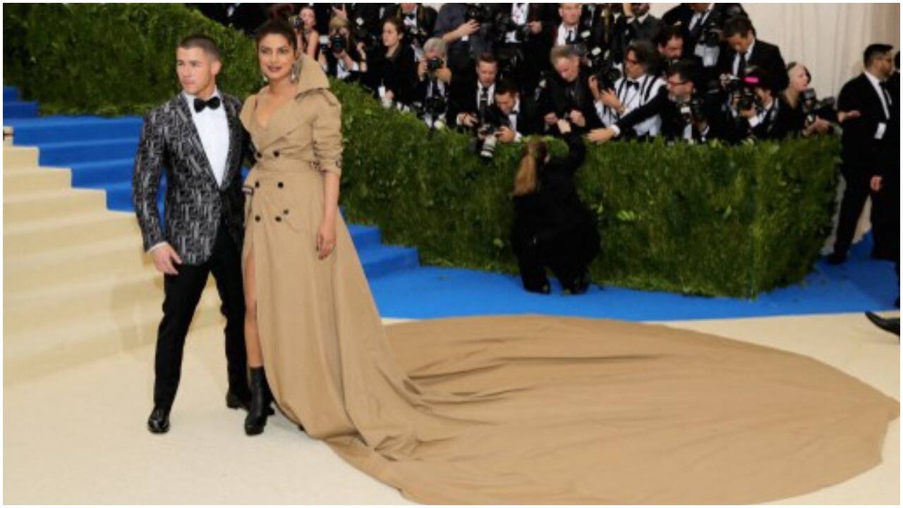 Priyanka Chopra and Nick Jonas at the Metropolitan Museum of Art on May 1, 2017 in New York City. 