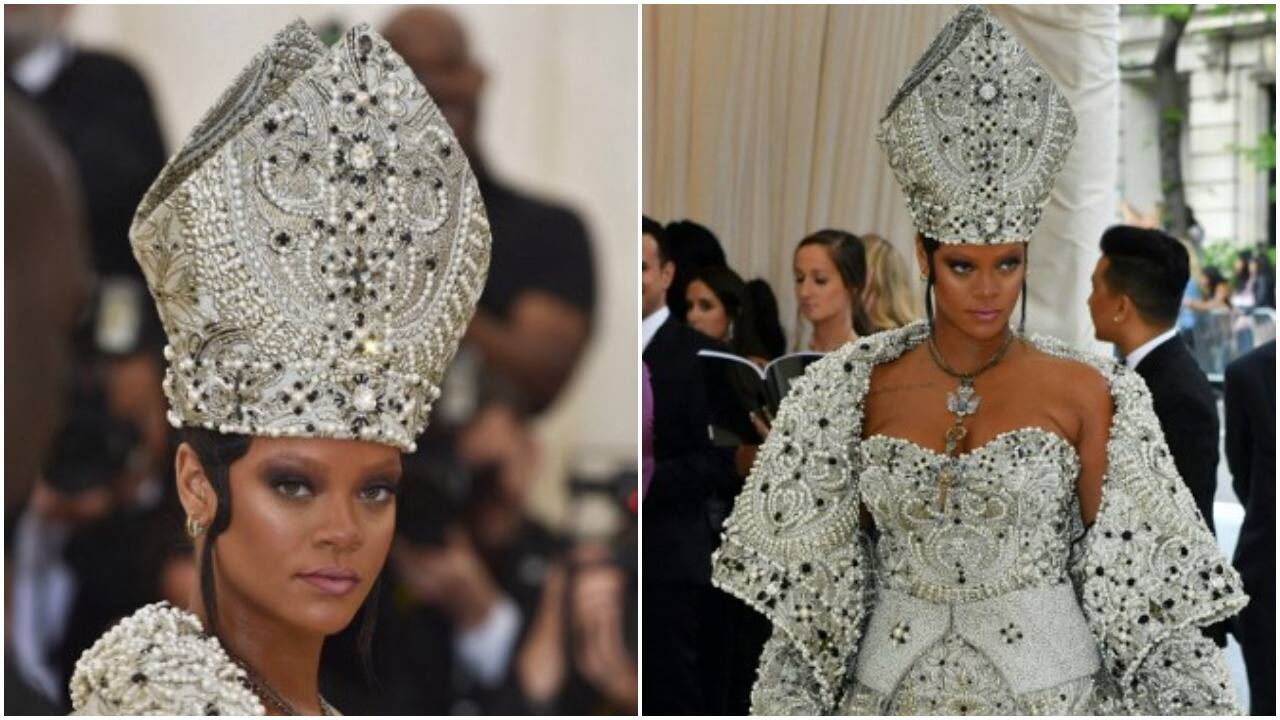 Rihanna arrives for the 2018 Met Gala on May 7, 2018, at the Metropolitan Museum of Art in New York.