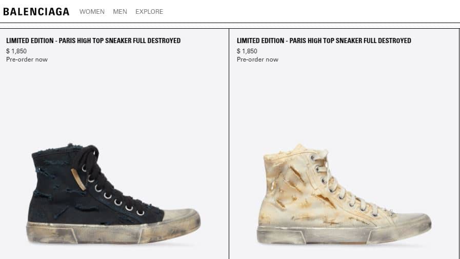 The limited edition collection is available only on pre-order. (Screengrab from Balenciaga website)