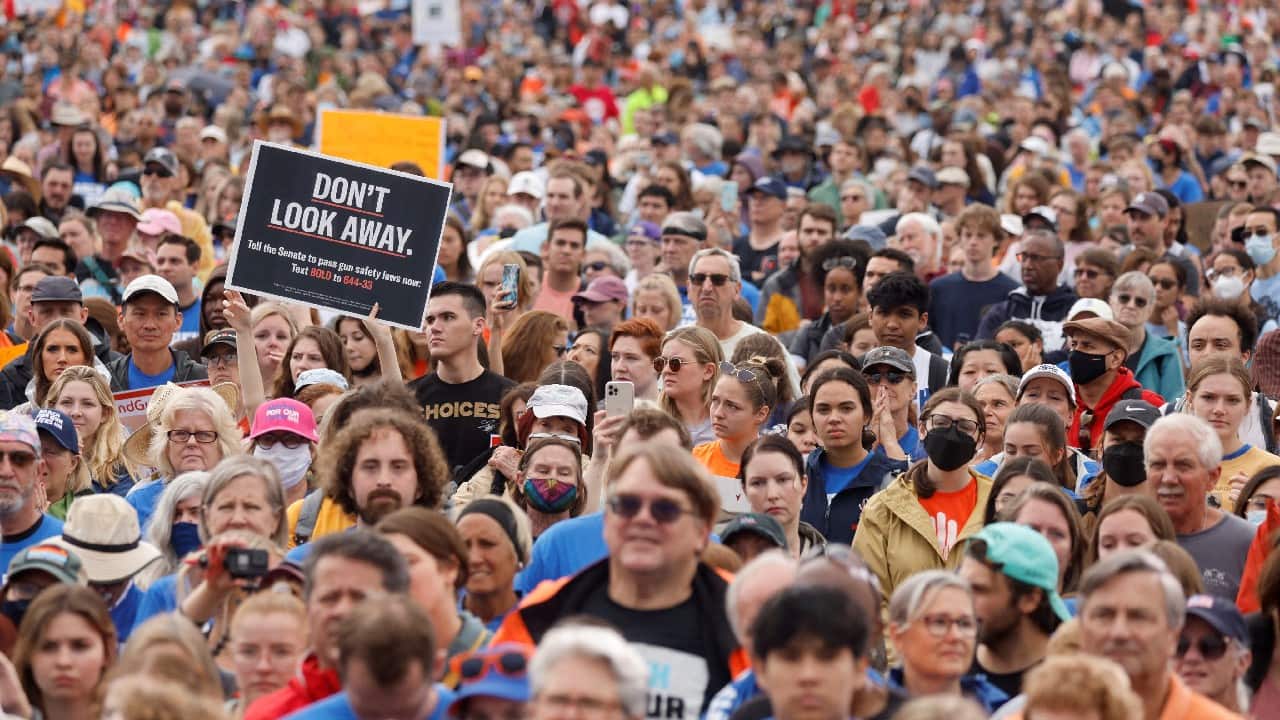 Courtney Haggerty, a 41-year-old research librarian from Lawrenceville, New Jersey, traveled to Washington with her 10-year-old daughter, Cate, and 7-year-old son, Graeme. Haggerty said the December 2012 school shooting at Sandy Hook Elementary School in Newtown, Connecticut, when a gunman killed 26 people, mostly six- and seven-year-olds, came one day after her daughter's first birthday. &quot;It left me raw,&quot; she said. &quot;I can't believe she's going to be 11, and we're still doing this.&quot; (Image: Reuters)