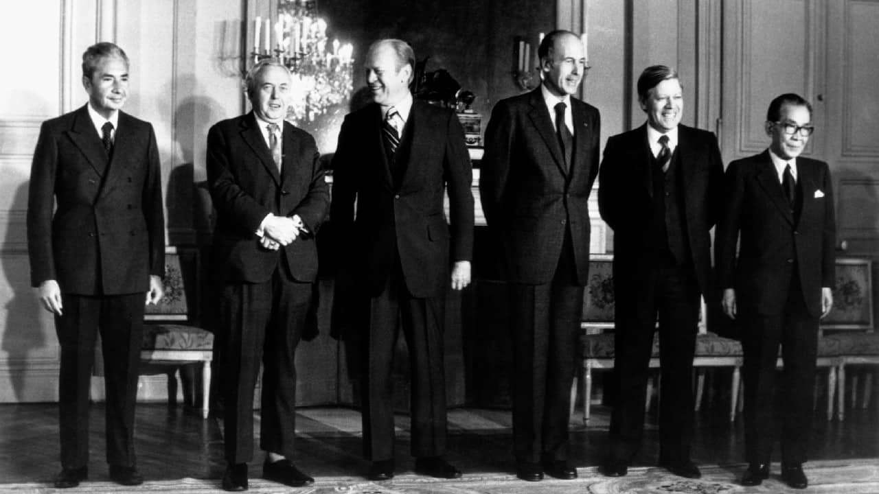 WHO STARTED THIS? In 1975, French President Valery Giscard D&rsquo;Estaing formally convened what was then a Group of Six outside Paris. The purpose: to deal with a recession accompanied by high unemployment and inflation in the wake of the Arab oil embargo against the U.S. and other countries for supporting Israel during the 1973 Arab-Israeli war. Canada was invited the next year. (Image: AP)