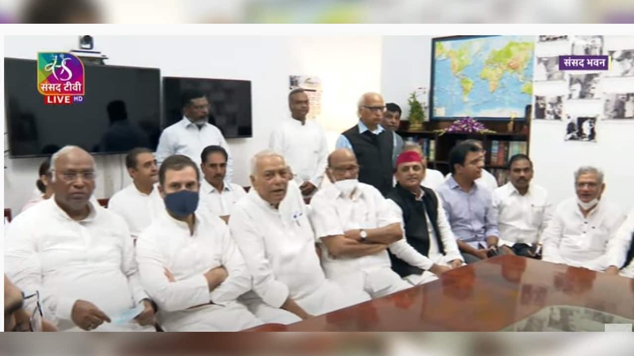 Opposition's presidential polls candidate Yashwant Sinha files his nomination at the Parliament in Delhi on June 27. (Image: Twitter @ANI) Opposition's presidential polls candidate Yashwant Sinha files his nomination at the Parliament in Delhi on June 27. (Image: Twitter @ANI)