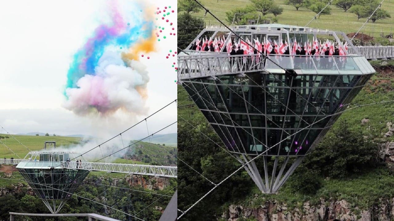The opening ceremony for the glass bridge was held on June 15. The surrounding area of the bridge has panoramic views, parking space, swing, bike line, cottages and hotel complex. (Image: Twitter @emb_israel)