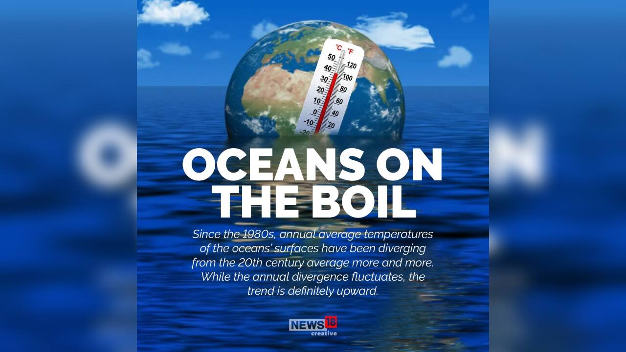 Since the 1980s, annual average temperatures of the oceans&rsquo; surfaces have been diverging from the 20th century average more and more. While the annual divergence fluctuates, the trend is definitely upward.