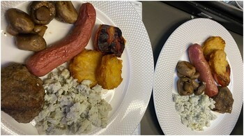 Breakfast served in first class on a British Airways flight (Image credit: ladyjaney75/Twitter)